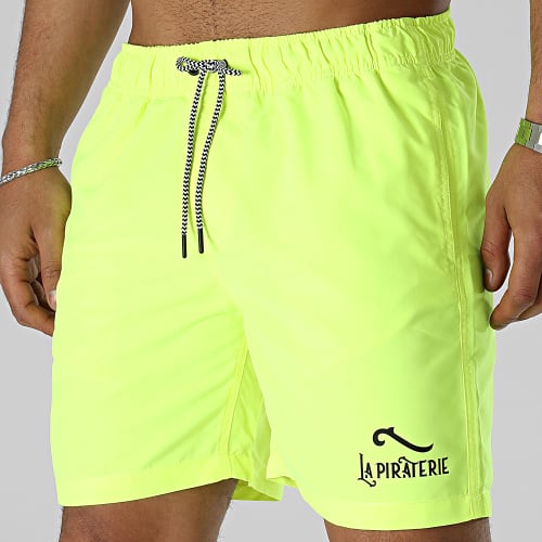 Short De Bain Logo 2 Jaune Fluo Noir