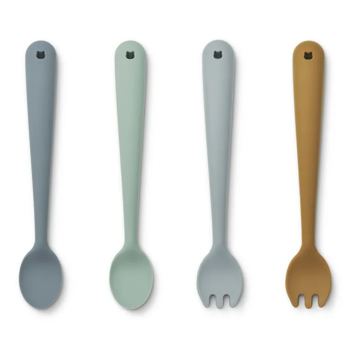 Liewood Couverts en silicone - Set de 4 | Whale blue multi mix