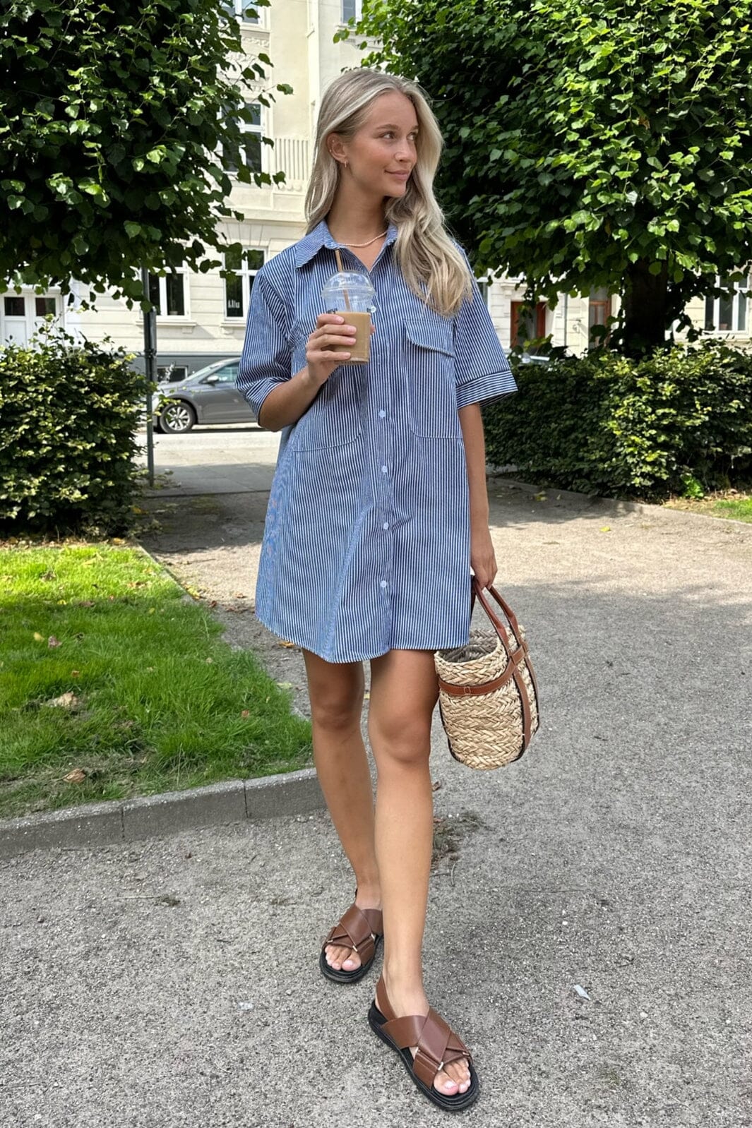 BYIC Selda Shirt Dress blue woven stripe