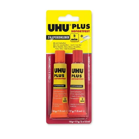 UHU Komponentenkleber sofortfest 35g plus sofortfest Tube Binder+Härter
