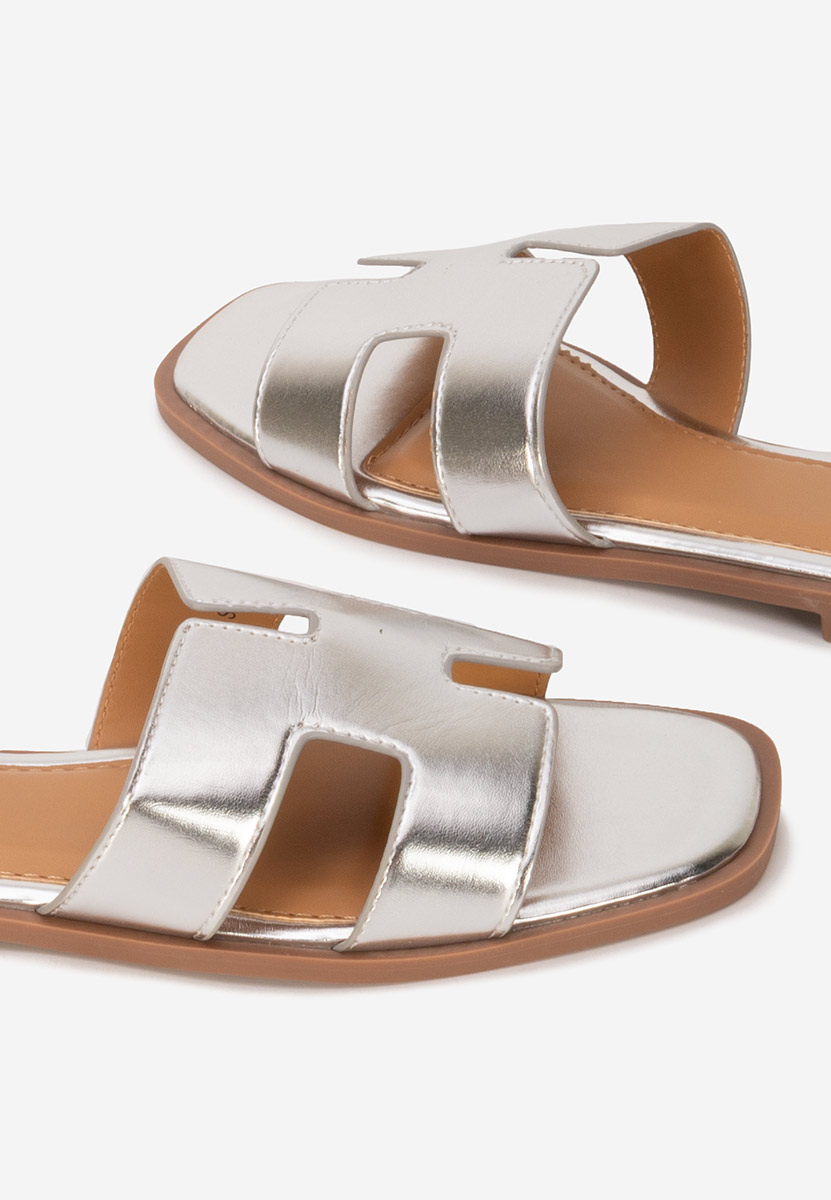 Mules plates femme argent Lecya