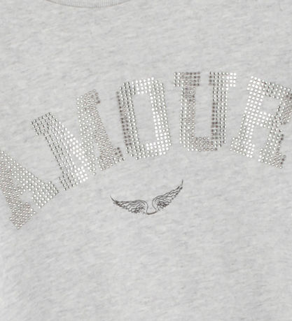 Zadig & Voltaire T-Shirt - Hellgrau-Meliert m. Pailletten