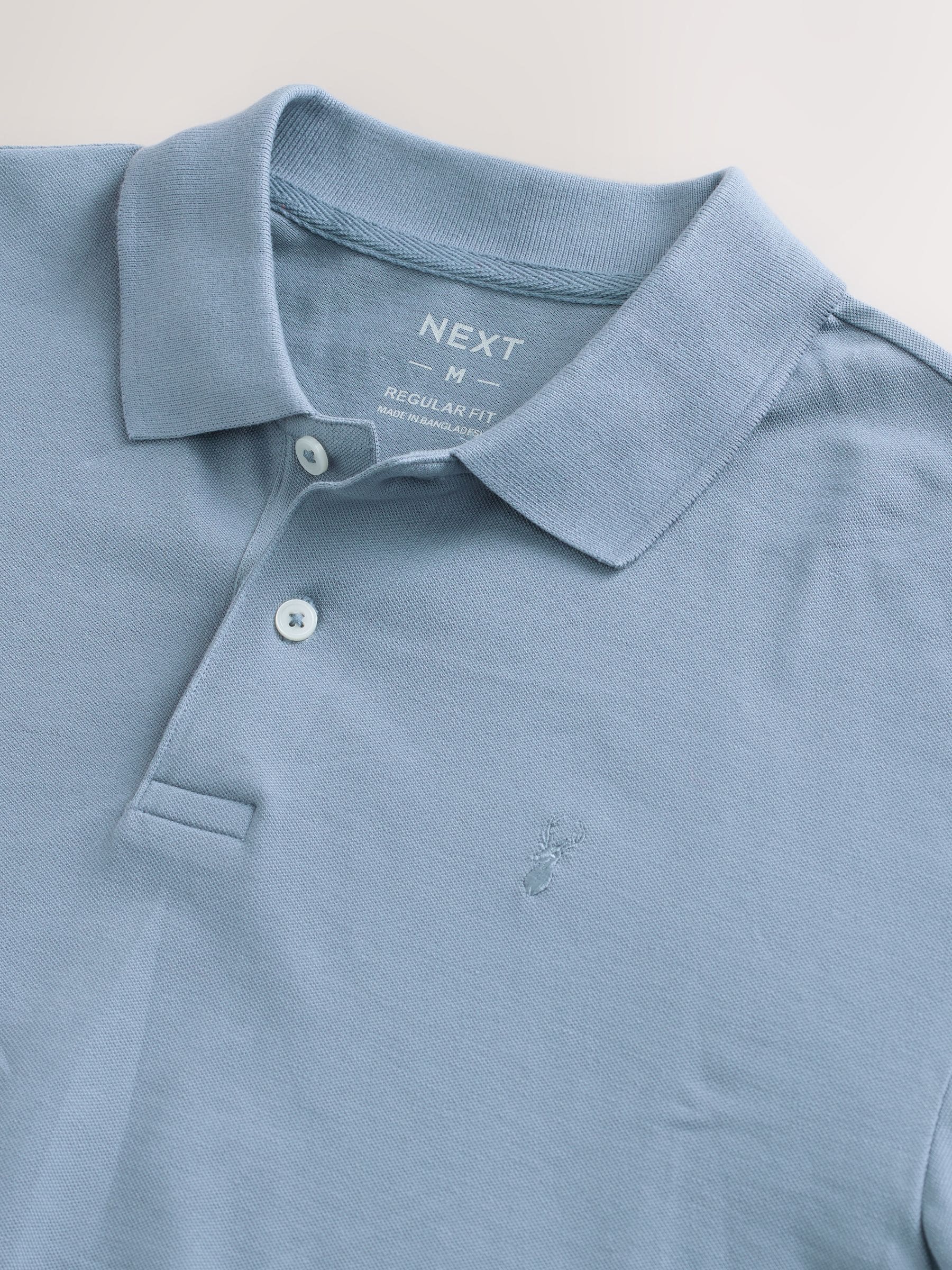 Staalblauw - Normale Pasvorm - Long-Sleeve Pique Polo Shirt
