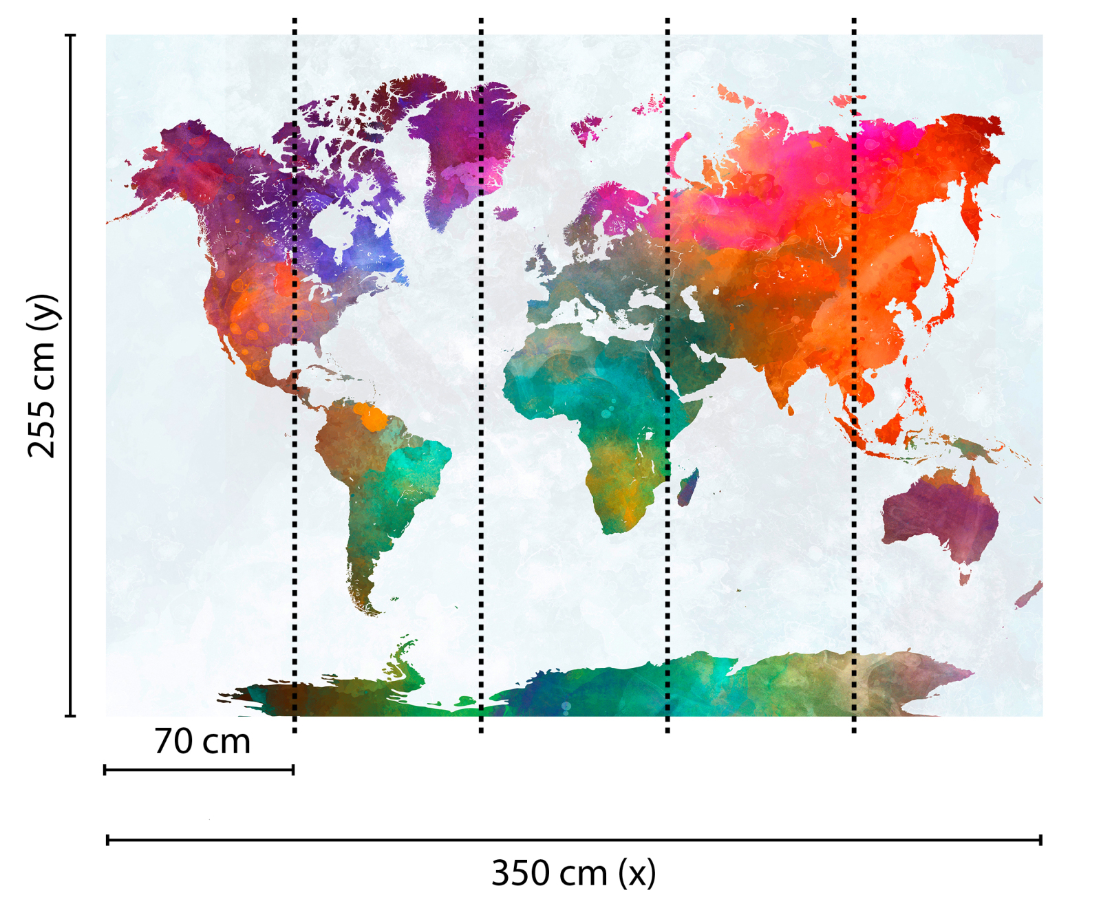 Fototapete DESIGNWALLS - bunt-grau - Weltkarte - 2,55 Meter