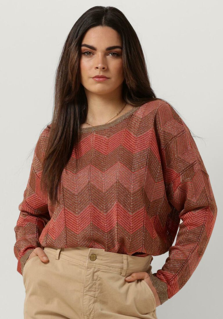 SUMMUM koraal summum trui boat neck sweater shimmering lurex knit