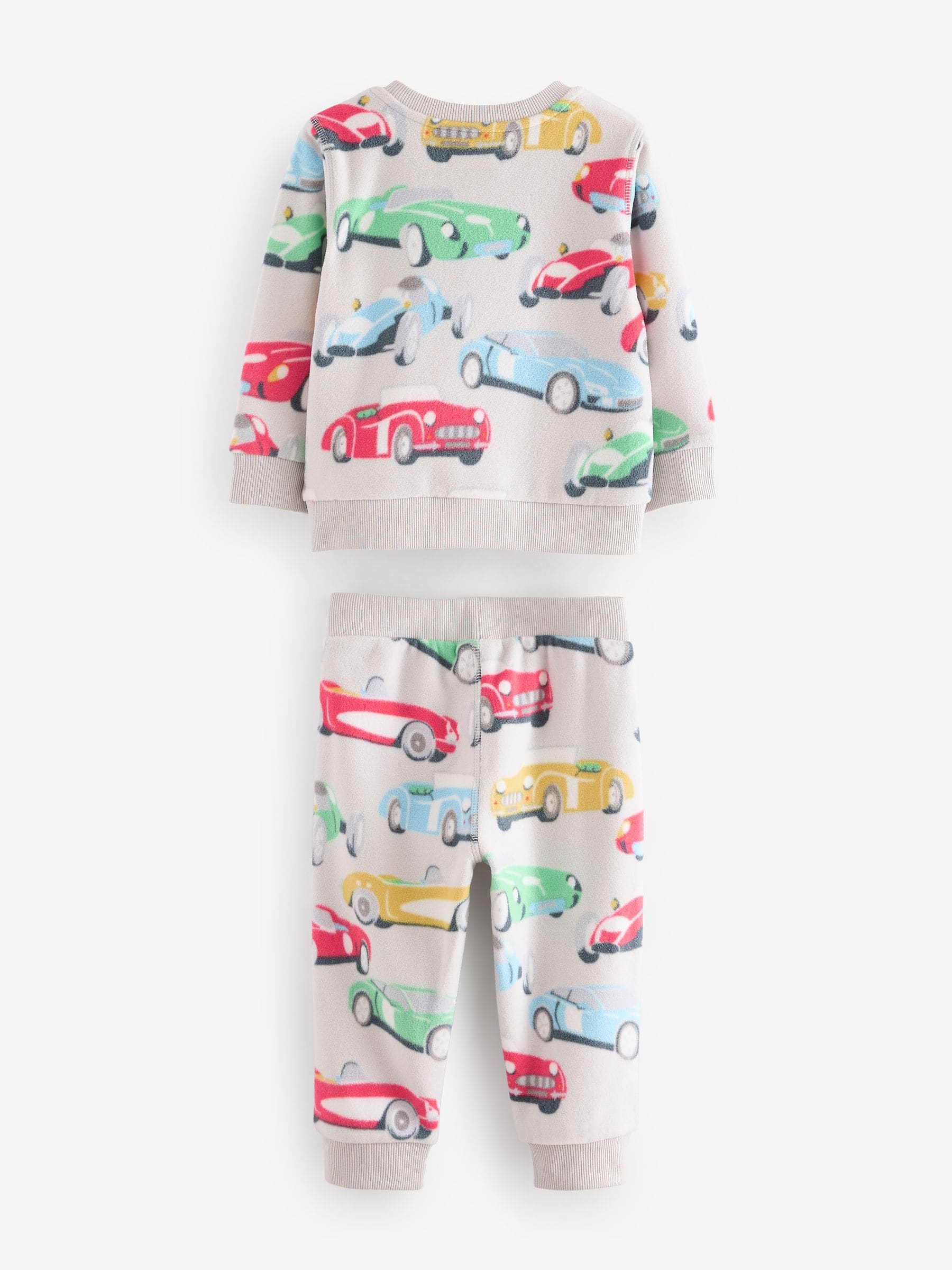 Cath Kidson Rood/Ecru Witte Auto's - Single Cosy Fleece Pyjamas