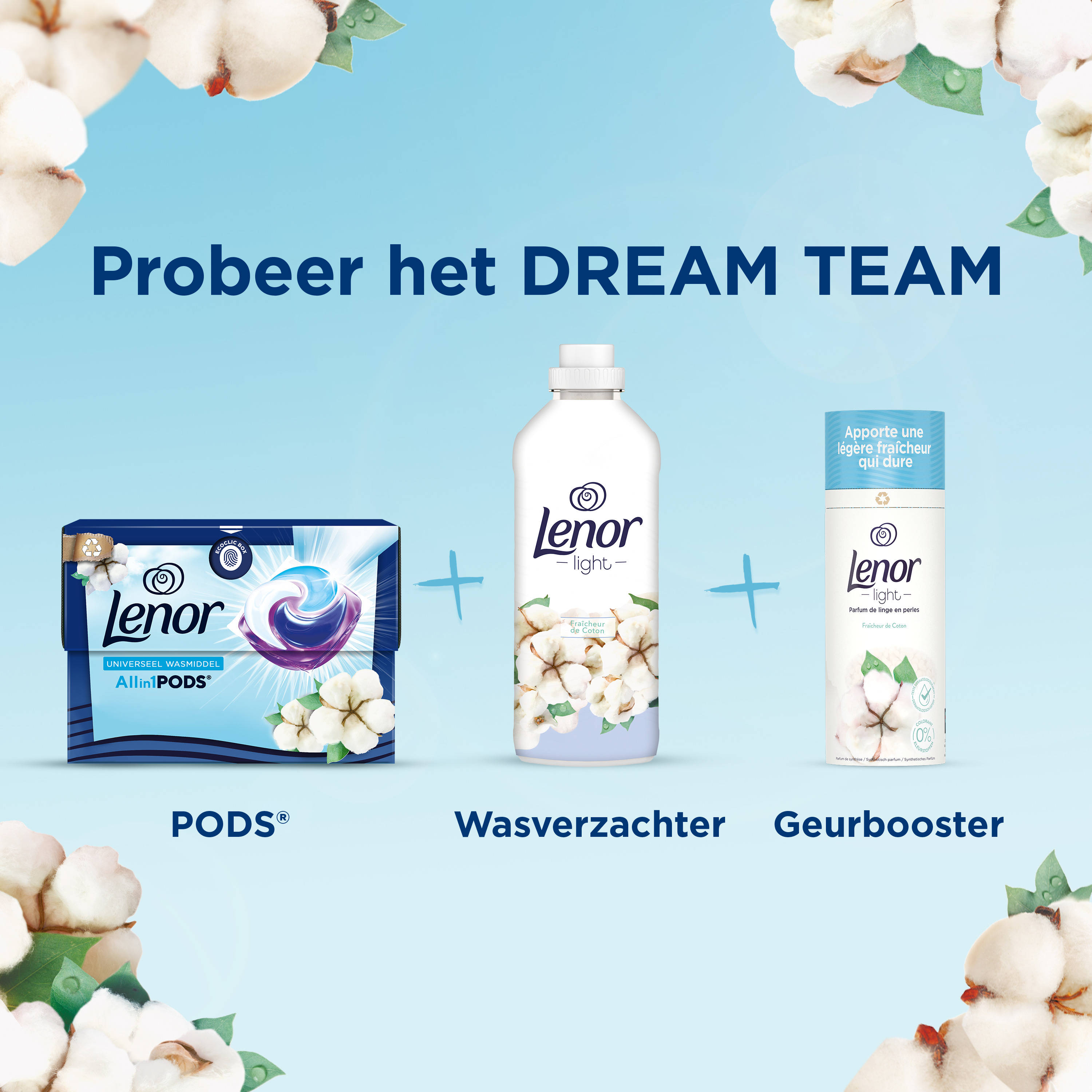 Lenor PODS Katoen Fris wascapsules wasmiddel - voordeelverpakking - 4 x 16 wasbeurten - 64 wasbeurten