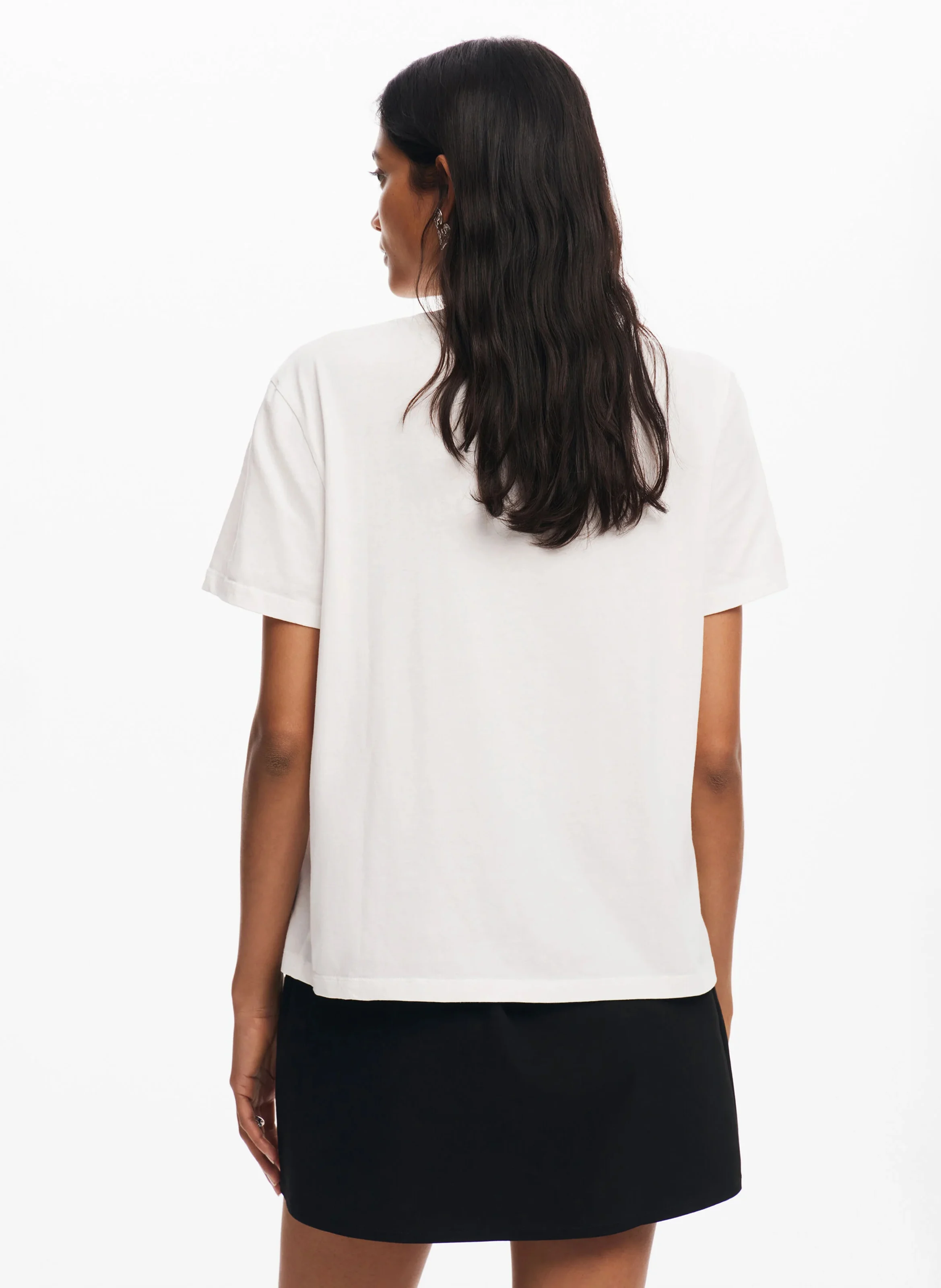 Tee-shirt col rond droit en coton sérigraphié | Blanc