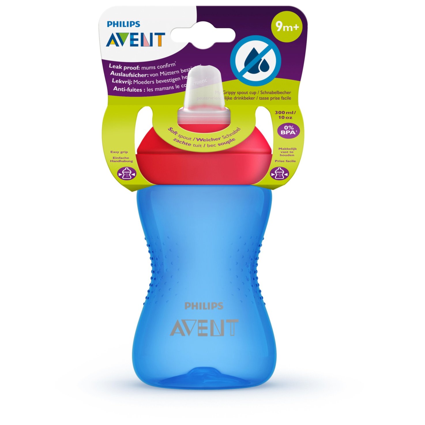 Philips Avent Schnabelbecher mit weichem Trinkschnabel 300ml 9m+ Blau/Rot