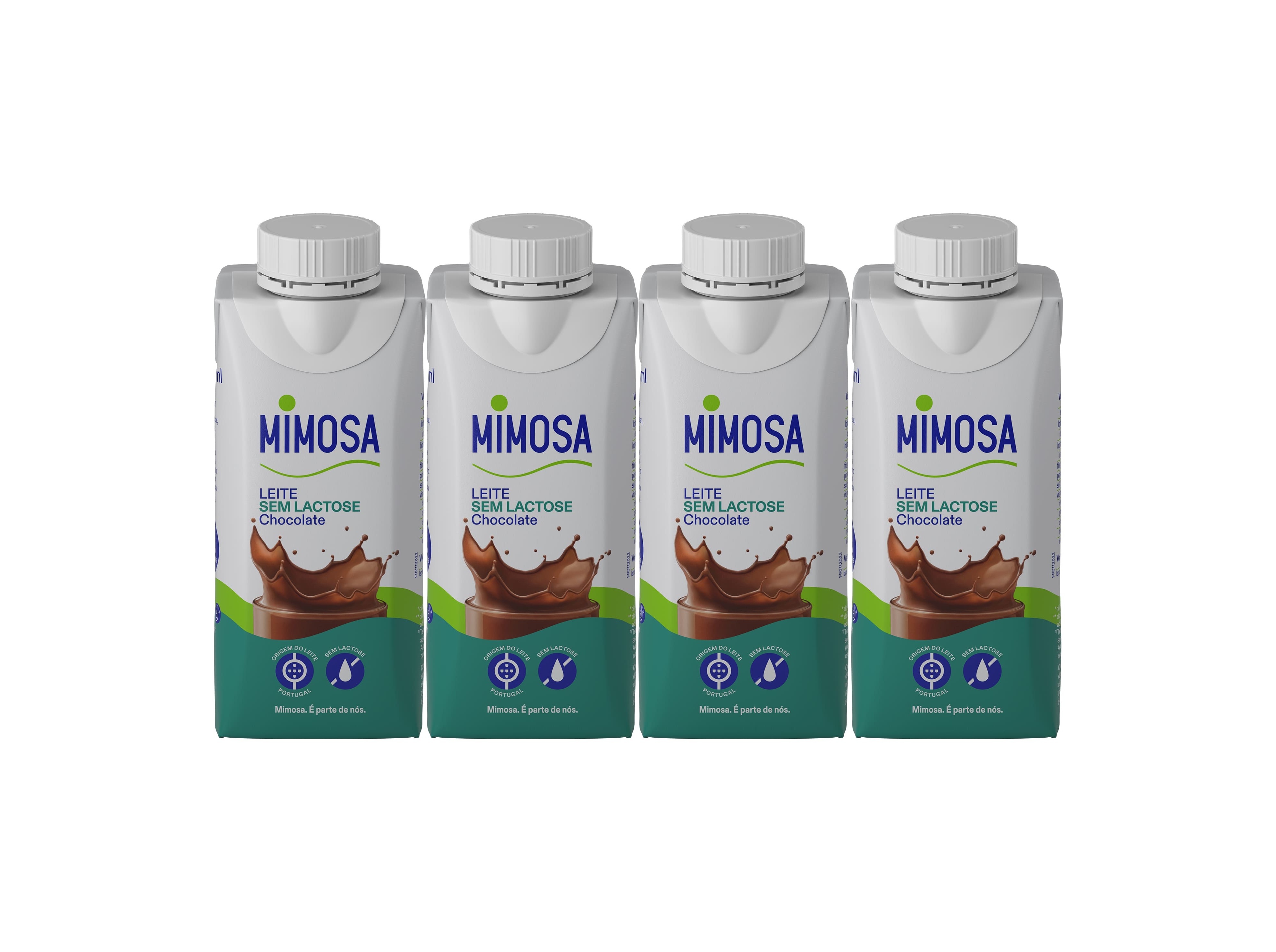 LEITE MIMOSA COM CHOCOLATE MEIO GORDO SEM LACTOSE 4X200ML