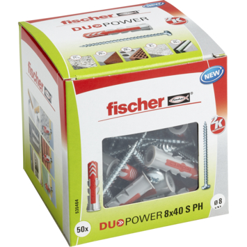 Fischer Universeelplug DuoPower 8x40mm met bolkopschroef 50 stuks