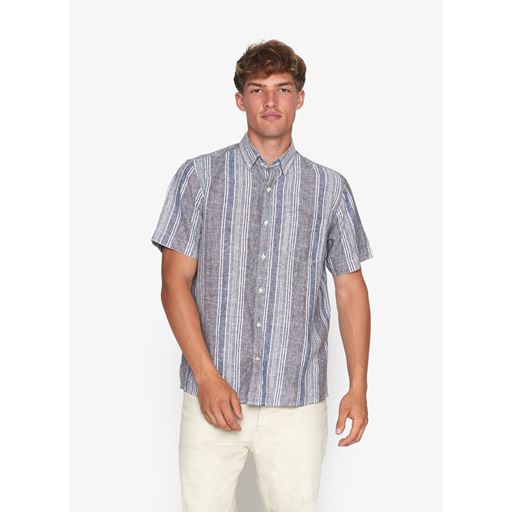 Signal Greger Slub Wide Stripe Skjorte, Espresso, 3XL