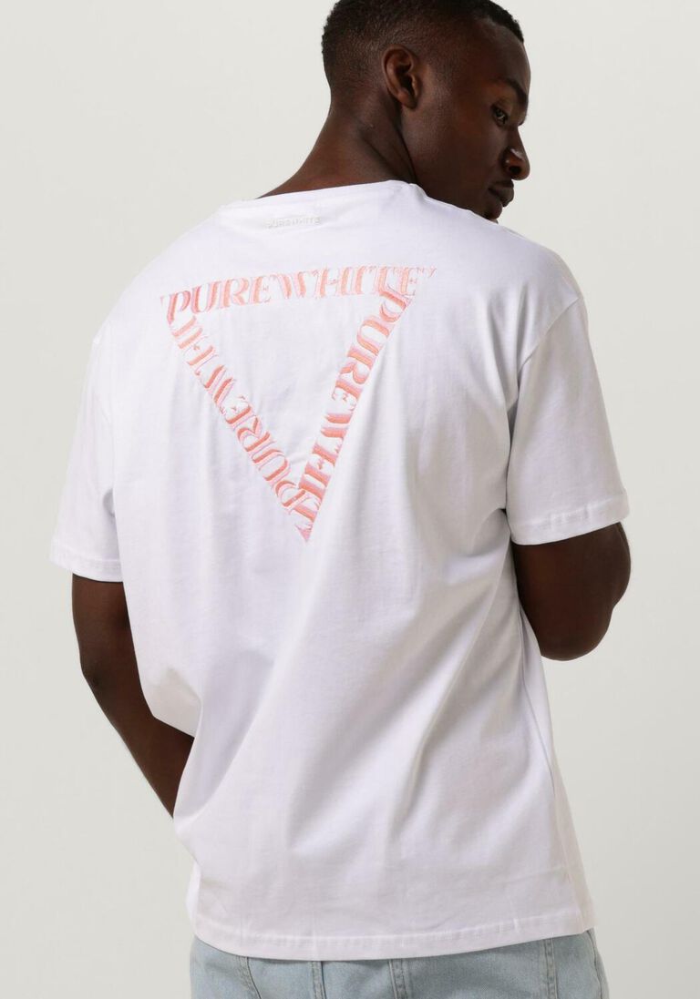 PUREWHITE witte purewhite t-shirt tshirt with small logo at side and big back embroidery