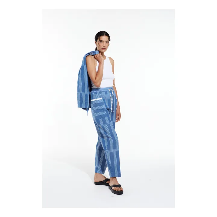 Mapoésie Pantalon Brando Lueur Seersucker | Bleu