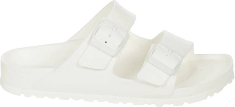 Birkenstock Witte Rubberen Slipper Dubbele Gespsluiting White