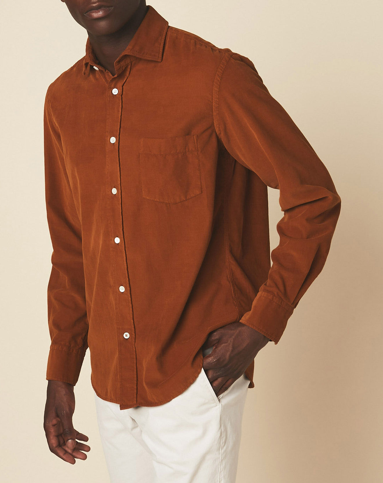 Hartford Chemise en Velours milleraies regular Paul Pat siena