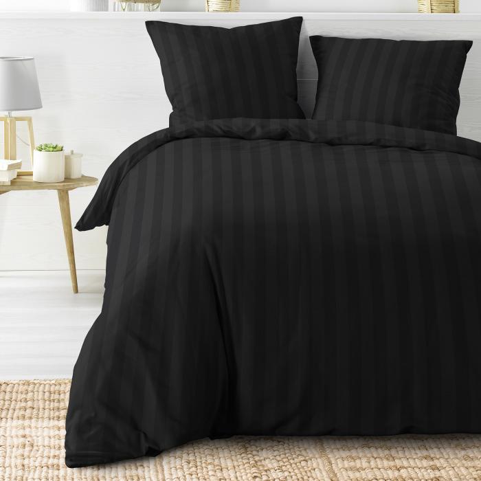 PARURE 240X220CM MICROFIBRE UNIE CLEO NOIR