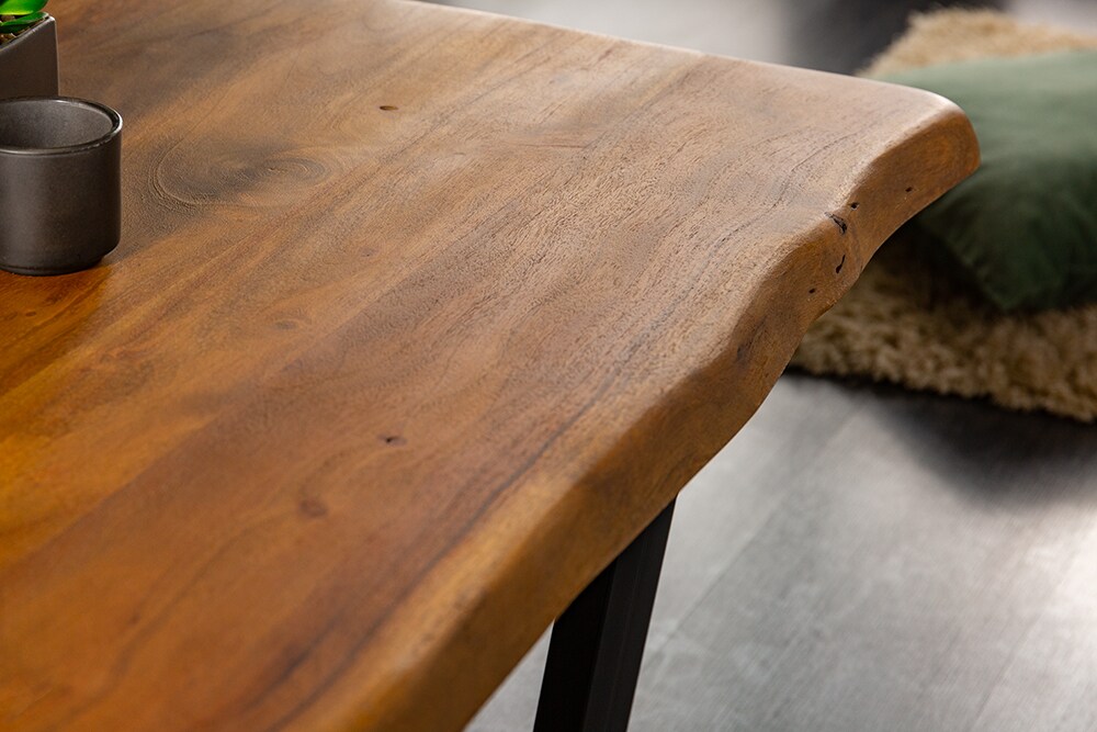 riess-ambiente Couchtisch MAMMUT - 110cm Akazie schwarzes Metallgestell 3,5cm Tischplatte Massivholz Baumstamm