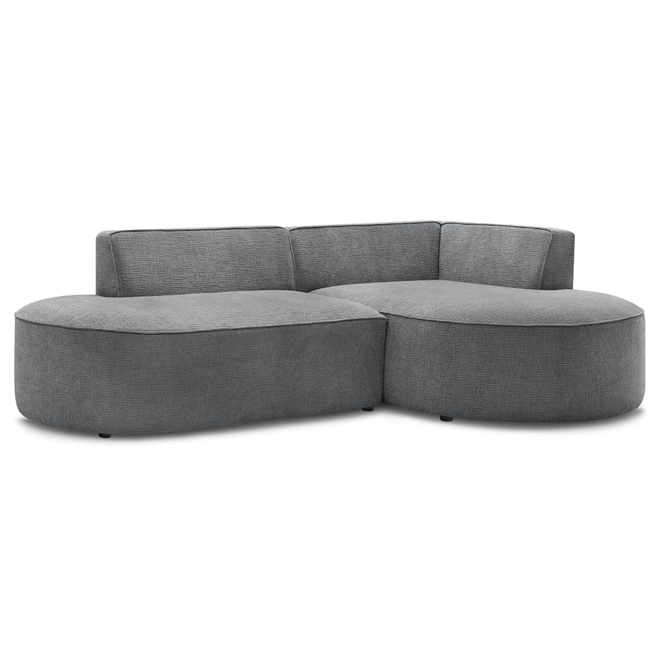 Bobochic Canapé d'angle droit fixe 4 places Rousseau texturé gris foncé - 250x160x72 cm