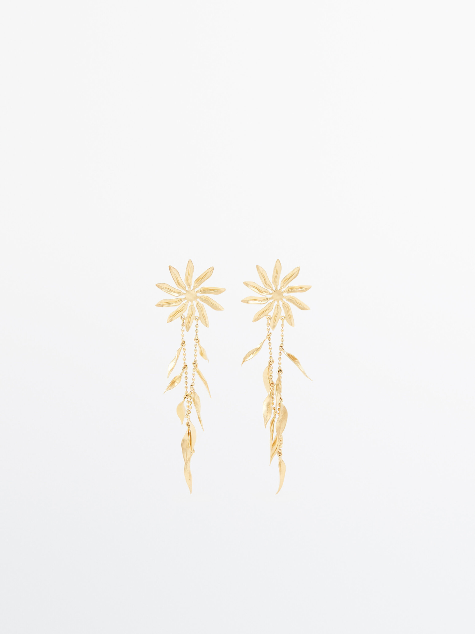 Grandes pingentes de flores e cobre em banho de ouro - DORADO