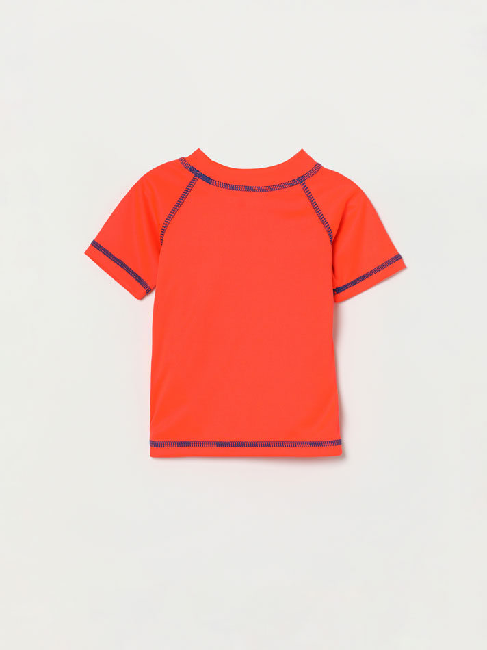 Conjunto de maiô e camiseta de proteção solar - Vermelho Vivo