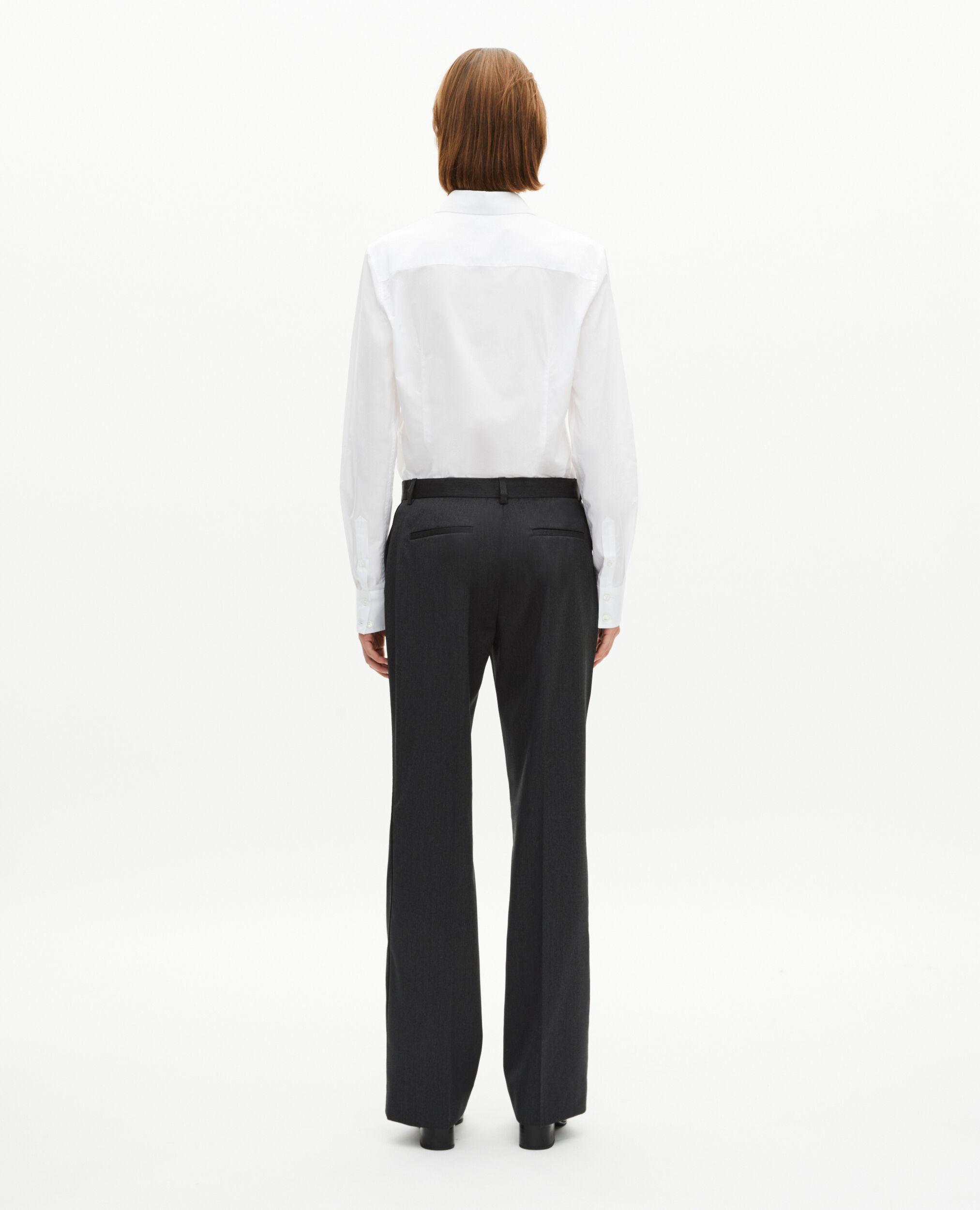 Pantalon droit en laine gris foncé