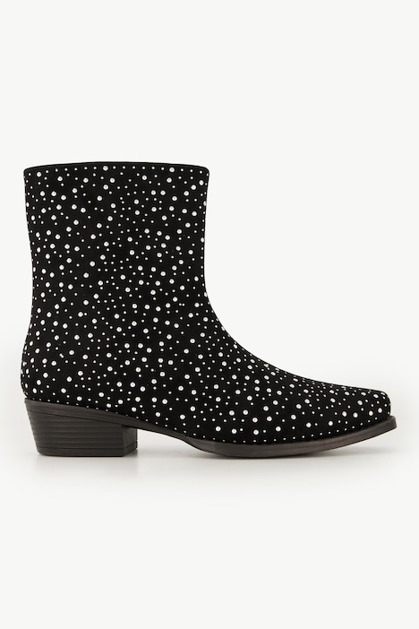 Leder-Stiefelette, Ziernieten, Wechsel-Fußbett, Weite H