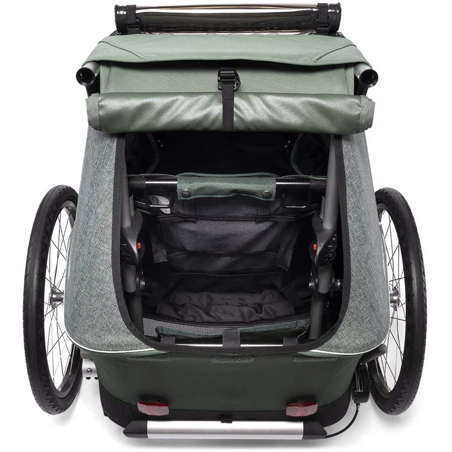 CROOZER Kinderfahrradanhänger  Kid Vaaya 1 Jungle green inklusive Fußraumschutzwanne
