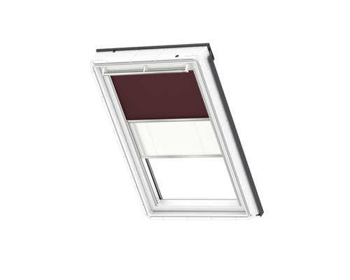VELUX Advantage Set: Verduisterend rolgordijn, effen donkerbruin, en plisségordijn, wit, handmatig, aluminium frame, DFD C02 4559S