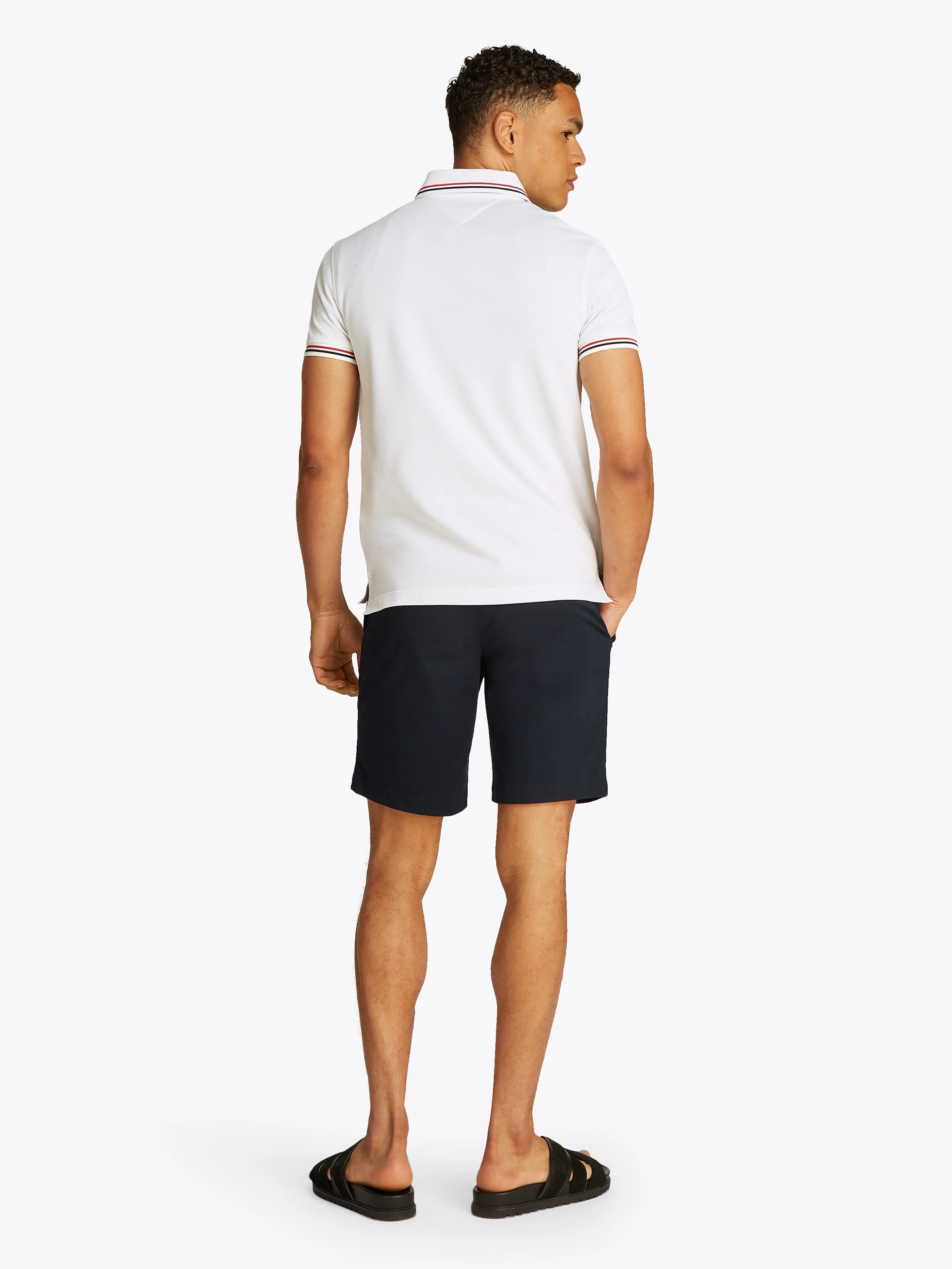 Polo droit en coton bio mélangé | Blanc