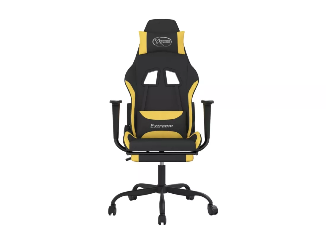 Chaise de jeu avec repose-pied Noir et jaune Tissu