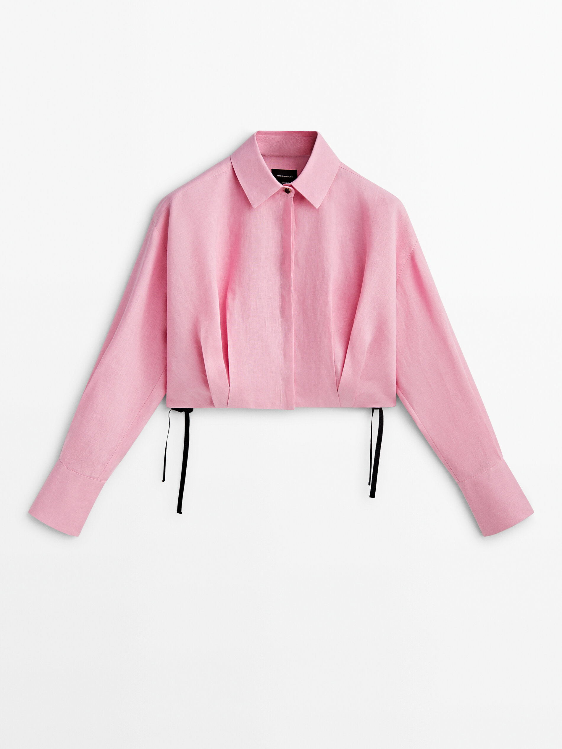 Camisa cropped lino -Studio - ROSA