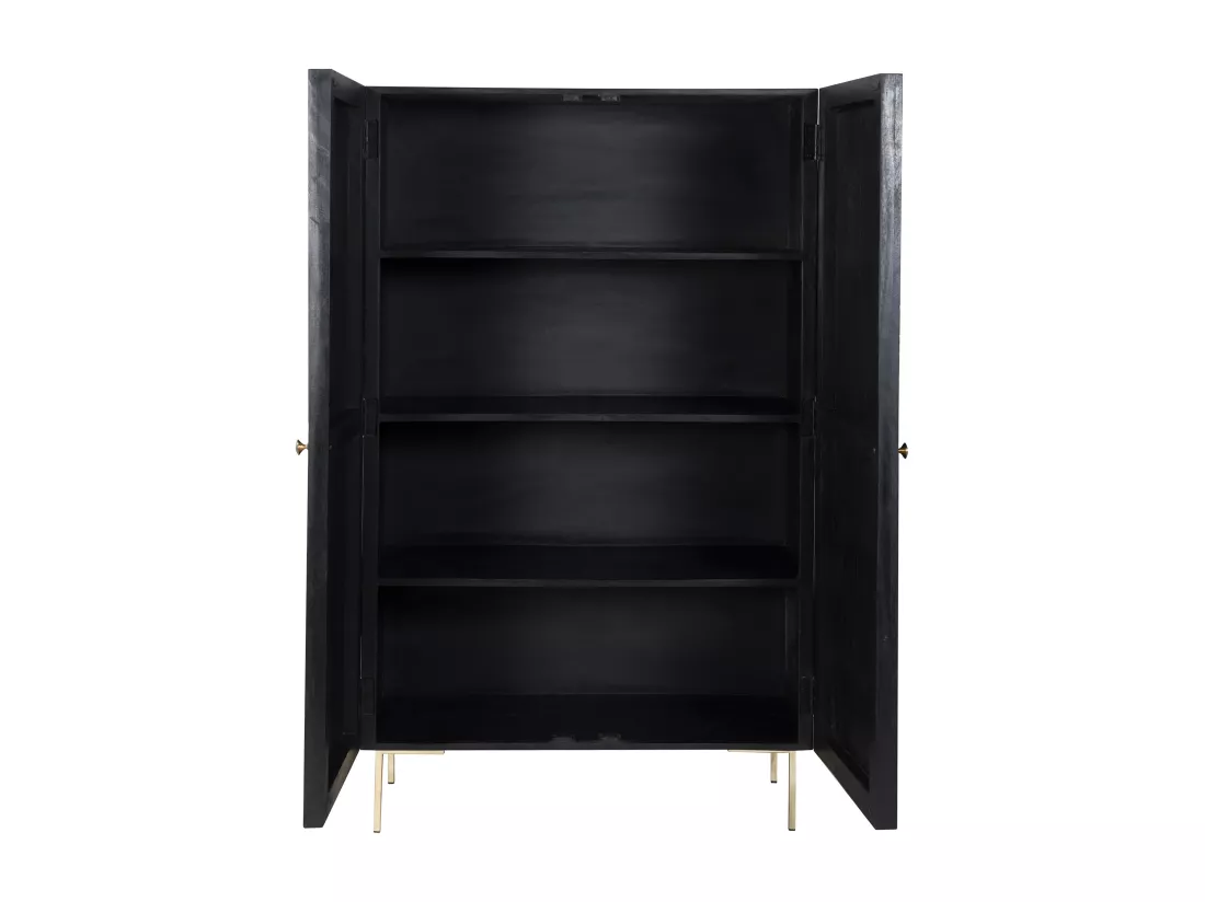 Armoire gravée en bois noir et métal doré - Chimane