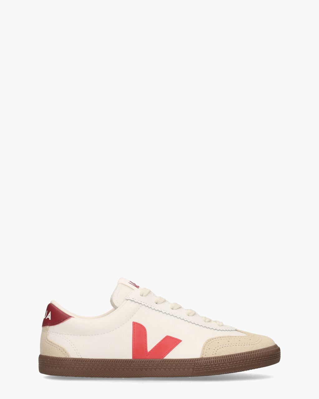 Veja Volley Leather Wit/Rood Damessneakers