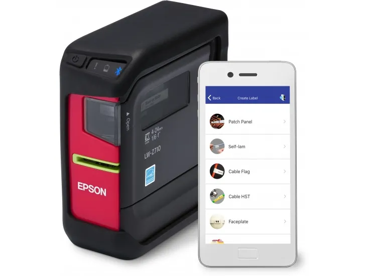 Epson LabelWorks LW-Z710 - Etikettemaskine - S/H - termo transfer - Rulle (2,4 cm) - 180 dpi - op til 15 mm/sek. - USB, Bluetooth - skærer - sort, bleg grå