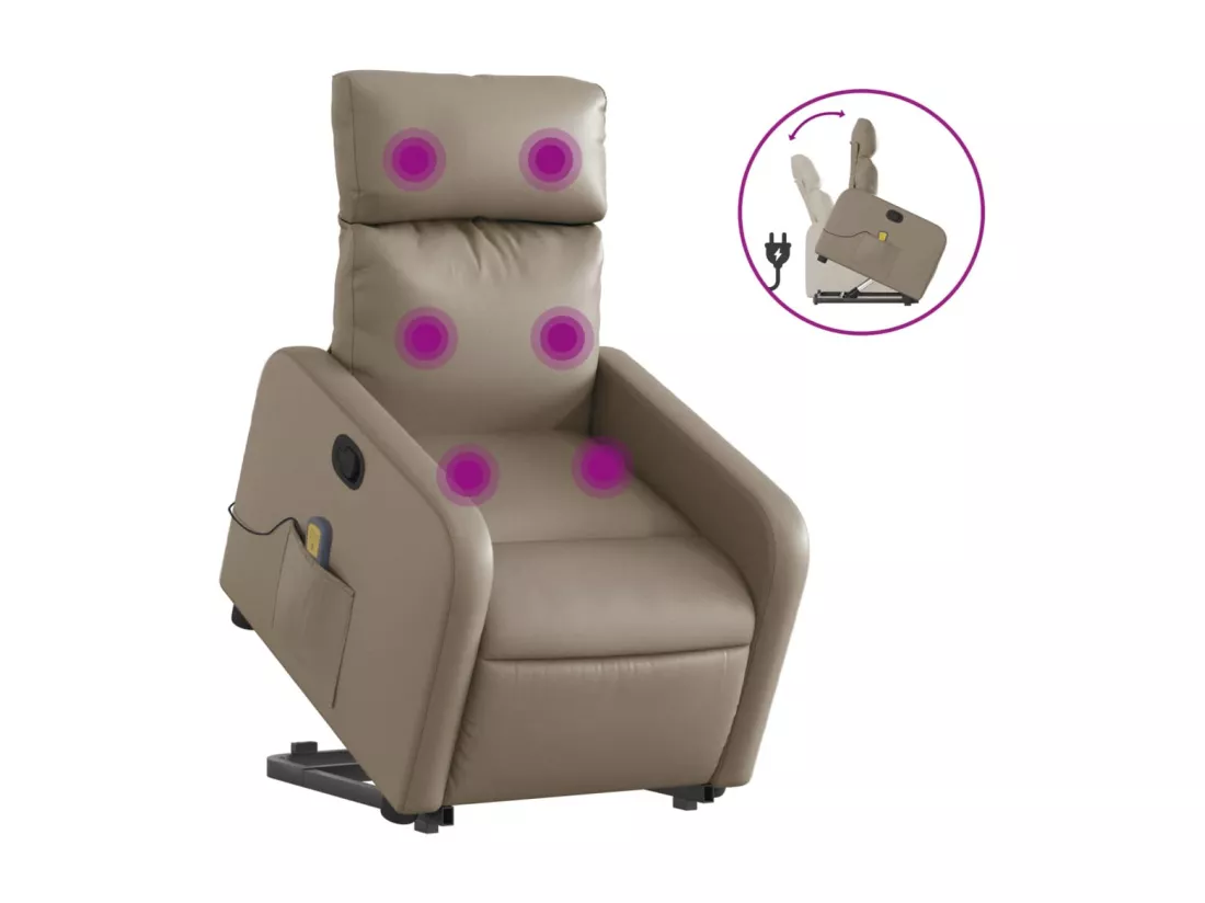 Fauteuil inclinable massant Cappuccino Similicuir