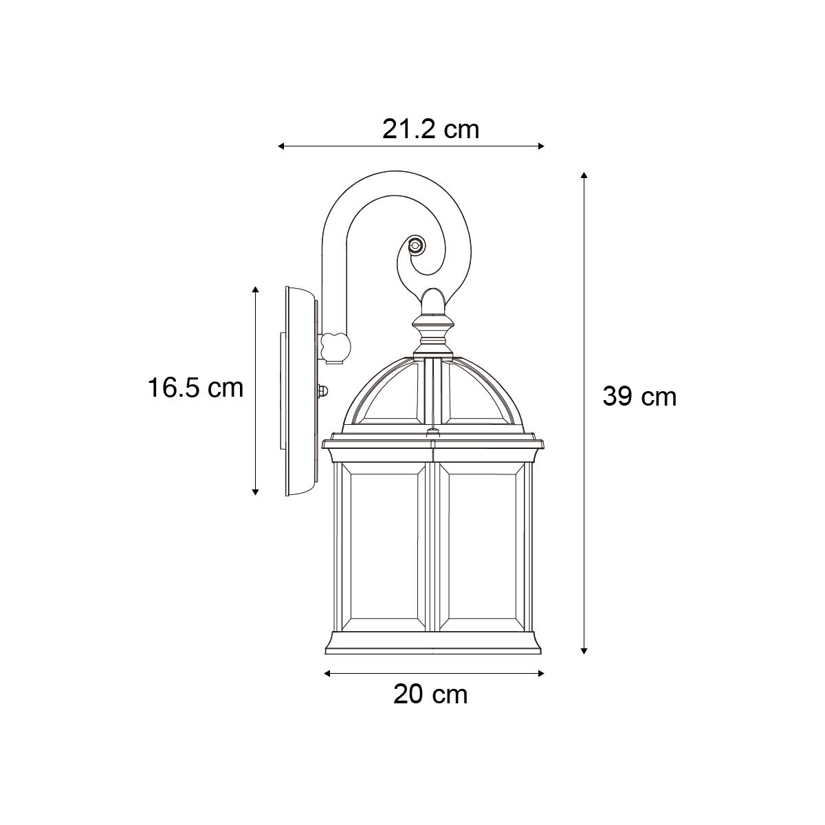 Klassieke buiten wandlamp antiek goud IP44 - Glasgow