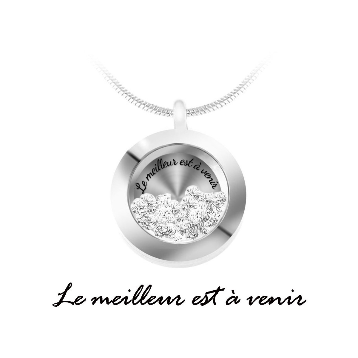 Collier Le meilleur est à venir orné de Cristaux scintillants SC Crystal