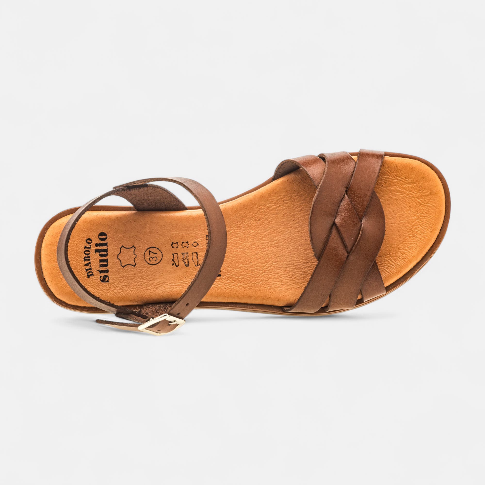 Nu-pieds Femme en cuir marron