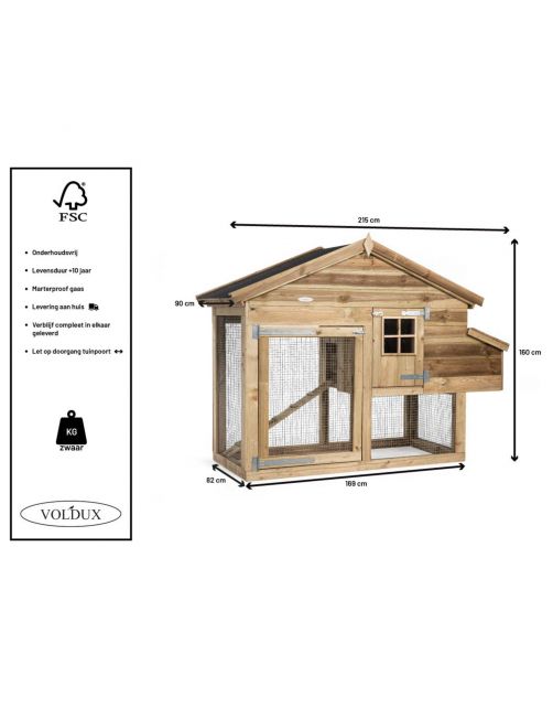 Voldux Dierenverblijf Nova Rechts - Dierenverblijf - 210x90x155 cm Naturel