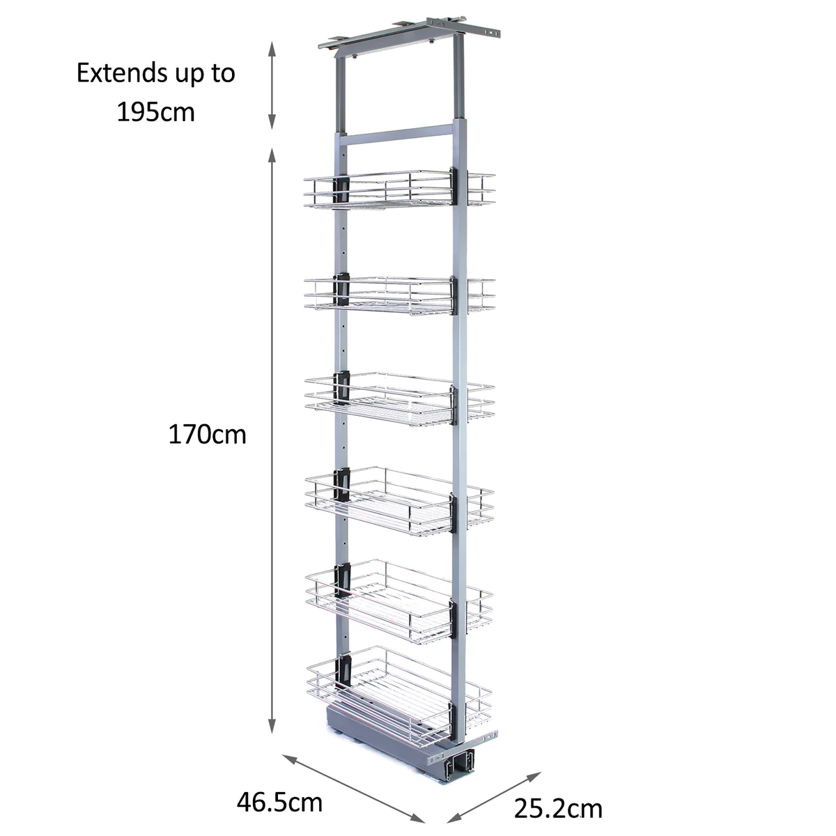 KuKoo Garde-manger de cuisine à fermeture amortie – 46cm P x 170-195cm