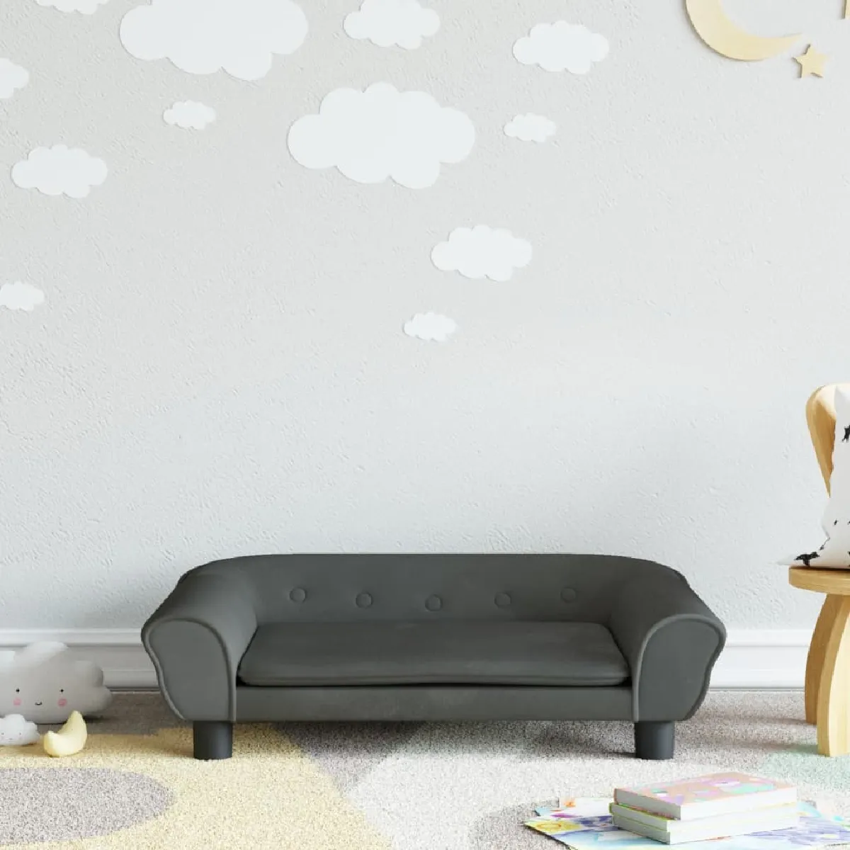 vidaXL Canapé pour enfants - Gris foncé velours