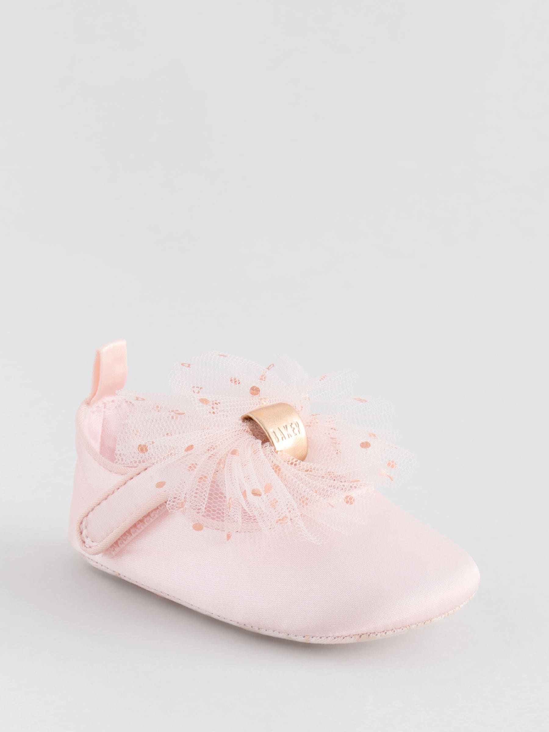 Roze/roze - Baker by Ted Baker babyslofjes met strik voor meisjes