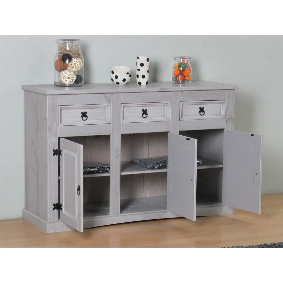 Hioshop New Mexico dressoir 132 cm breed grijs