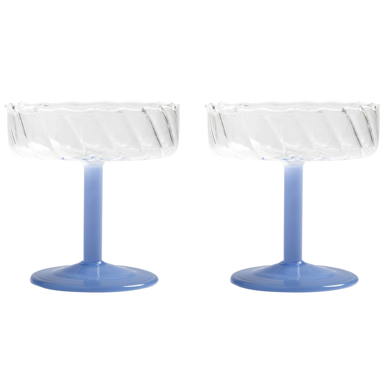 &klevering Twirl coupe glazen set van 2 Blue