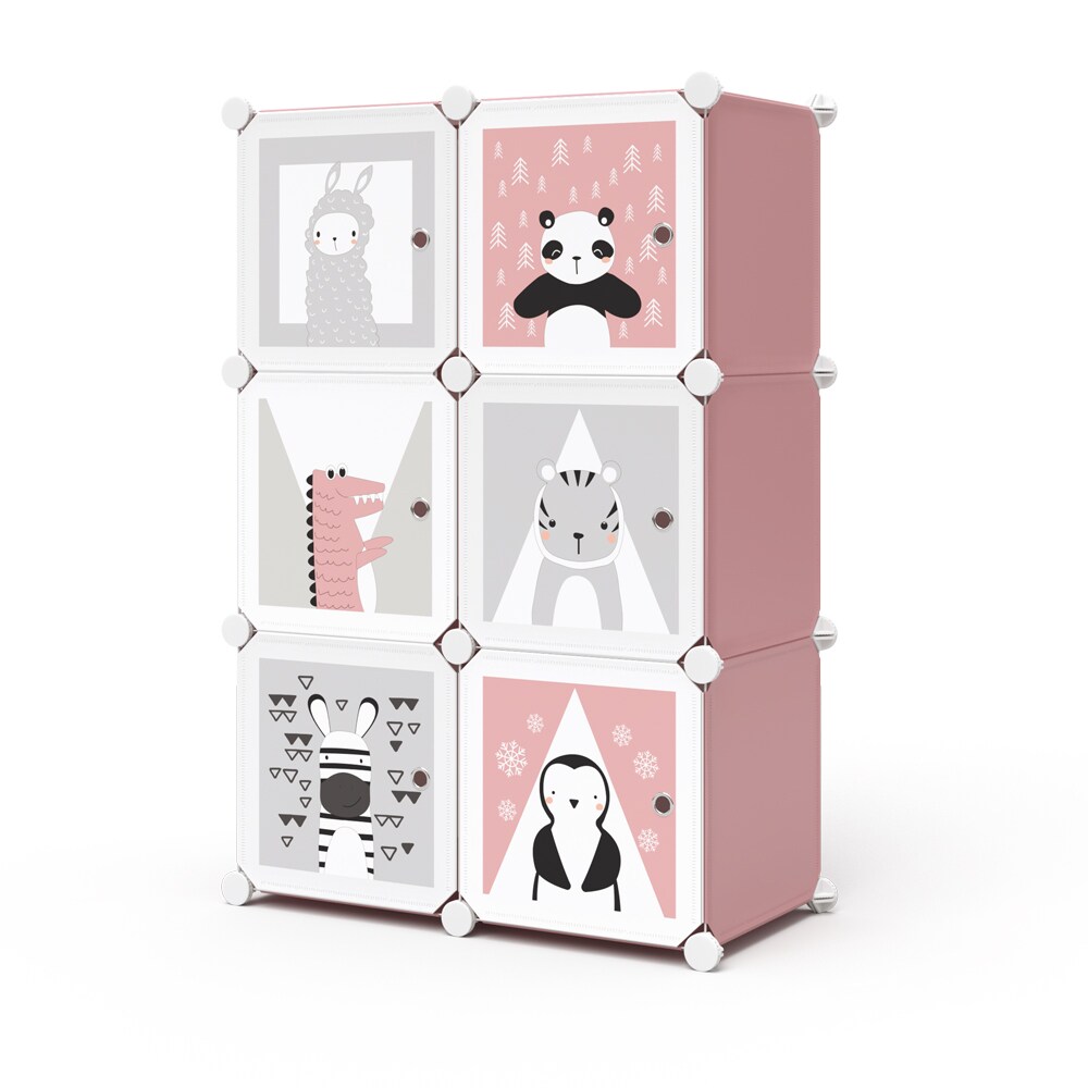 Vicco Kleiderschrank Andy Kinder rosa modular 6 Fächer Kleiderstange Steckregal