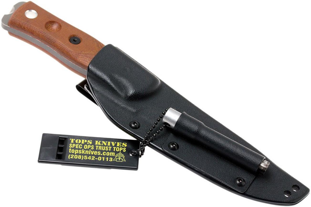 TOPS Knives B.O.B. Fieldcraft 154CM Tan Canvas Micarta BROS-154-TC