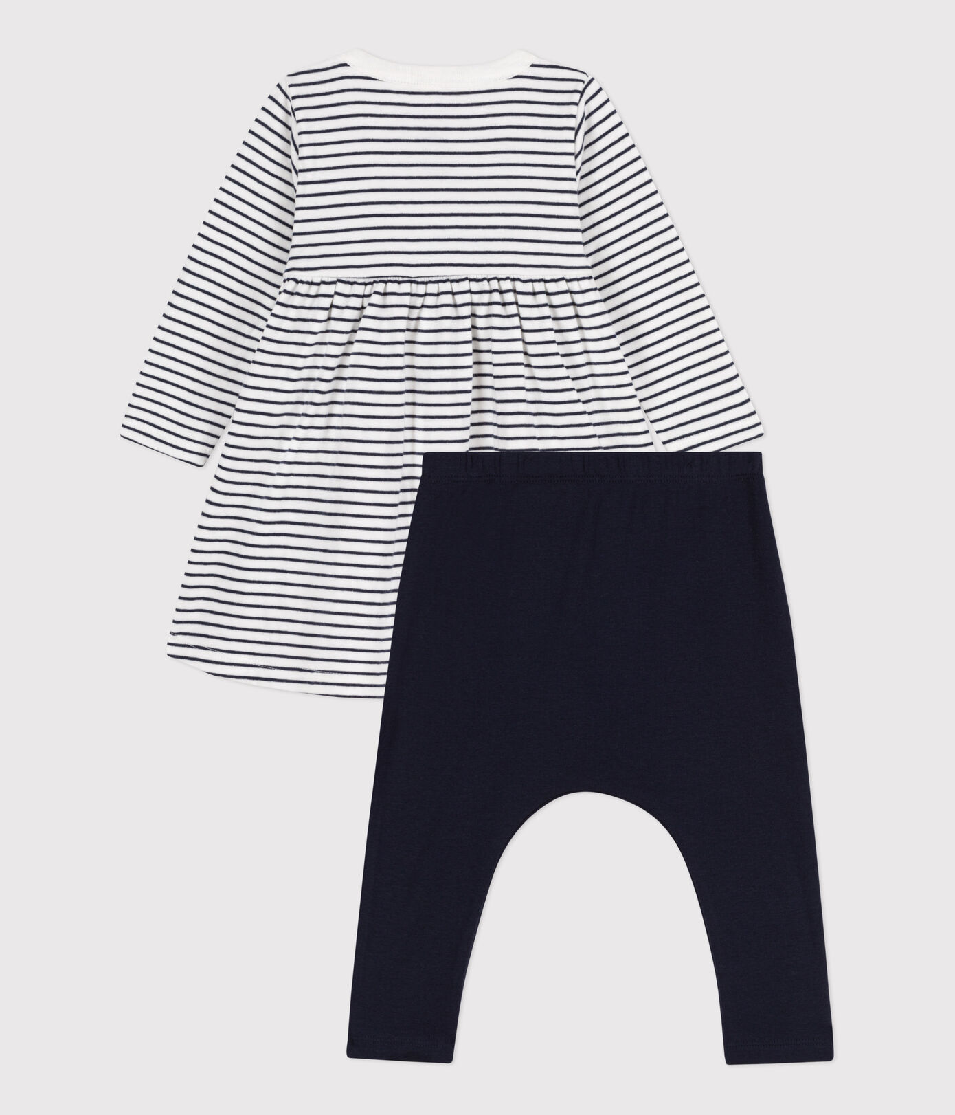Robe marinière et legging en coton bébé