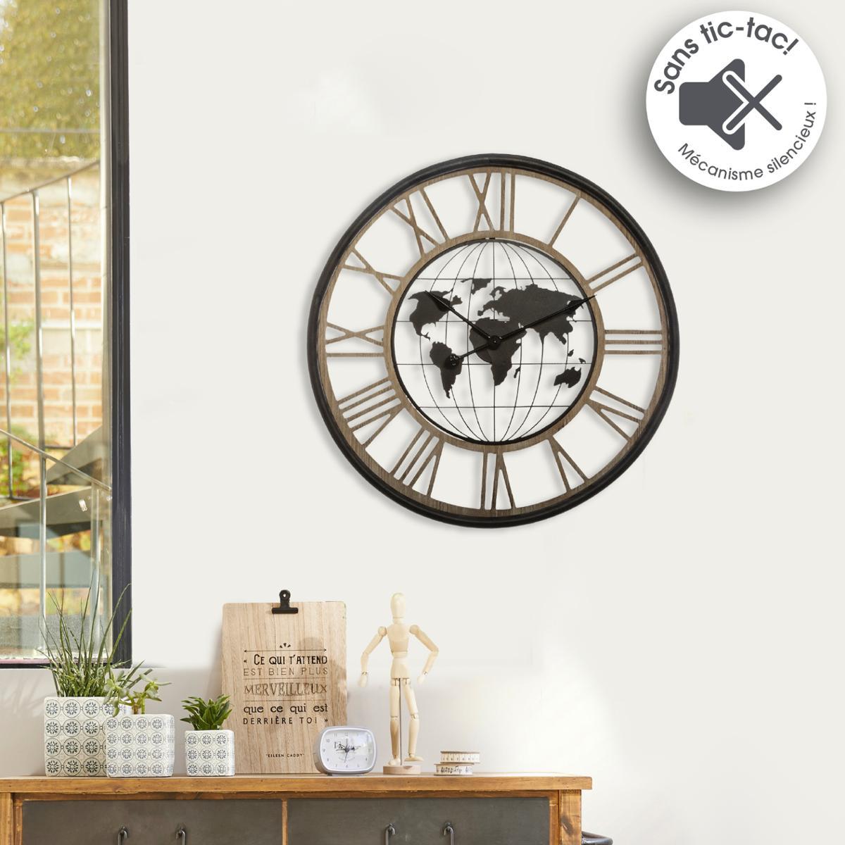 PENDULE METAL MONDE D.67CM