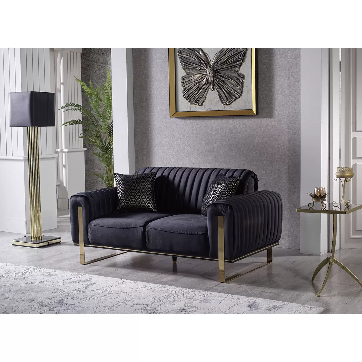 2er Sofa Sitten 91 x 114 Anthrazit